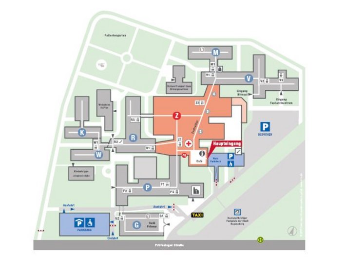 Übersichtsplan Krankenhaus Barmherzige Brüder Regensburg (pdf: sis |sign information systems gmbh) Auf dem Lageplan finden Sie eine Übersicht über die wichtigsten Orientierungspunkte unseres Krankenhauses.