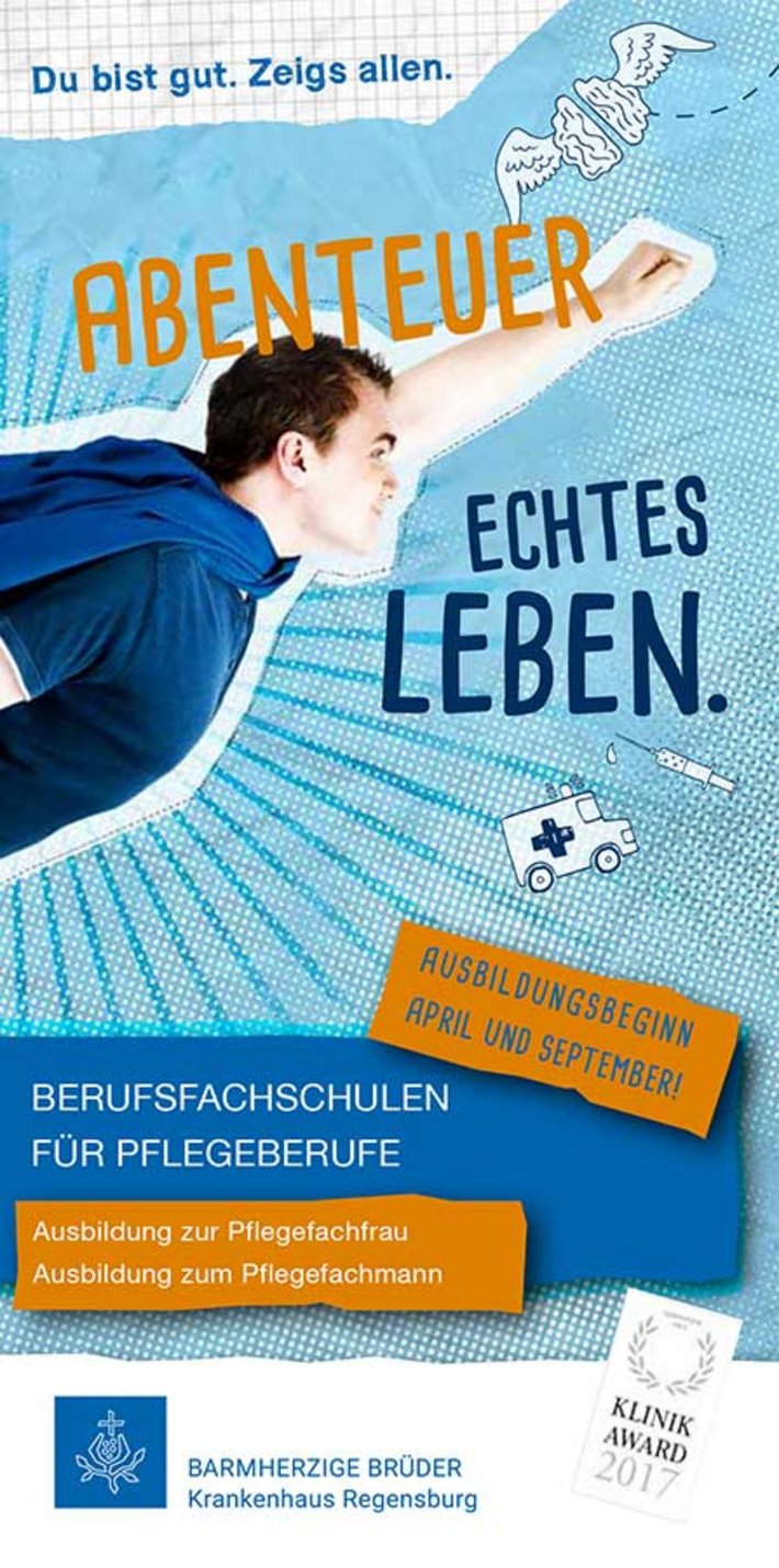 Flyer Private Berufsfachschule für Pflege der Barmherzige Brüder gemeinnützige Krankenhaus GmbH in Regensburg (Foto: Krankenhaus Barmherzige Brüder Regensburg)
